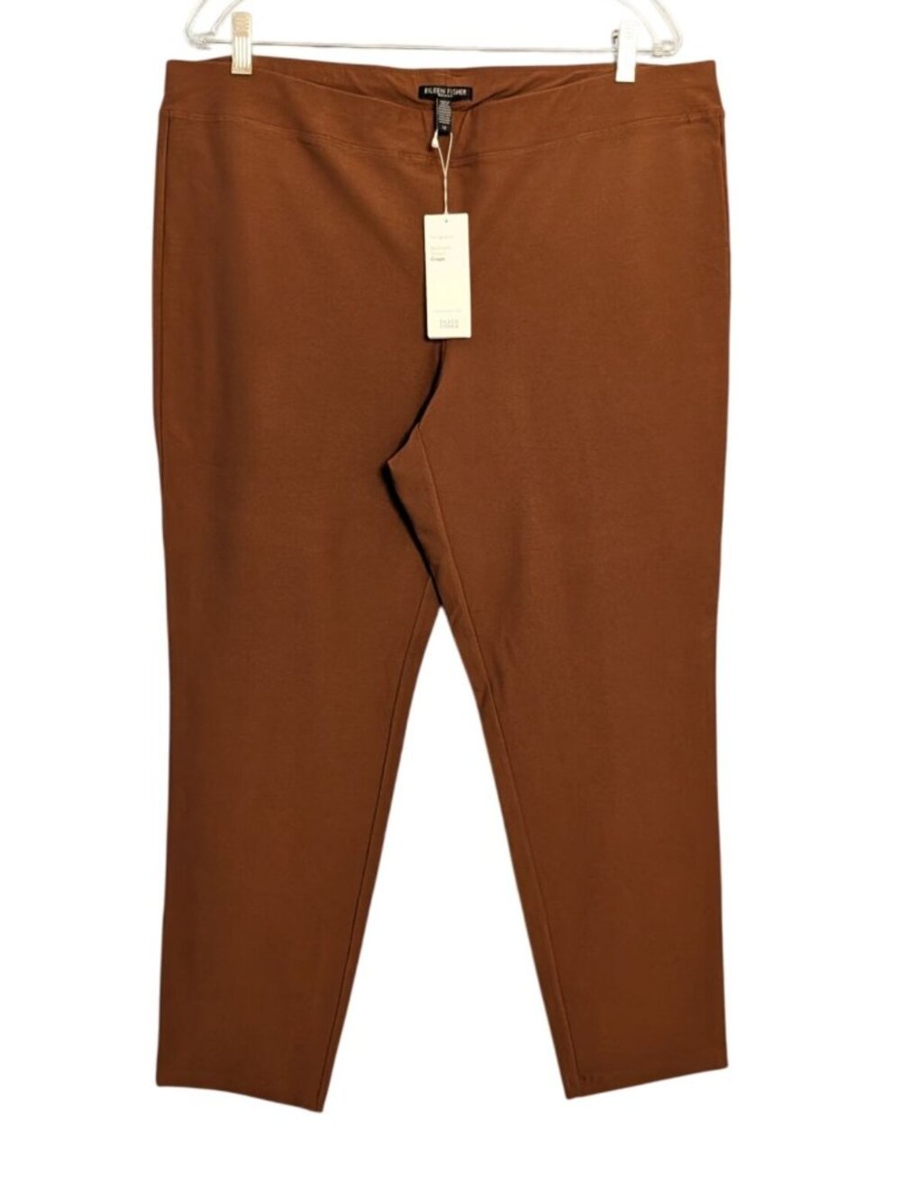 Eileen Fisher Womans Slim Ankle Pants Nutmeg 1X Washable Stretch Crepe Knit nwt